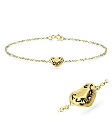 Gold Plated Heart Silver Bracelets BRS-88-GP